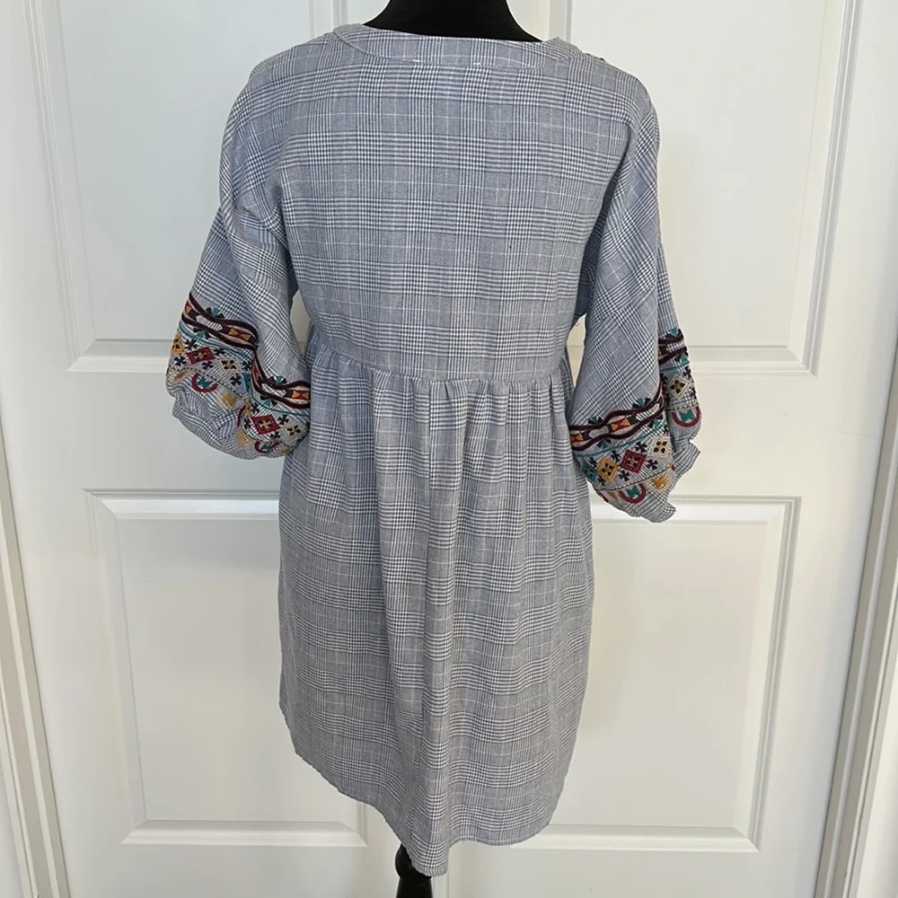 She & Sky Boho Embroidered Tassel Statement Sleeves Dress - Picture 6 of 6